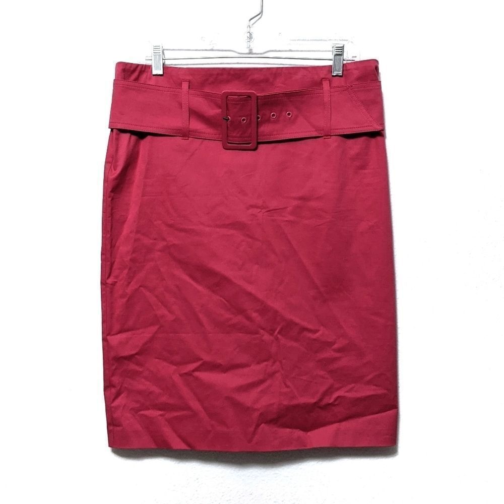 LOVE MOSCHINO Pink Cotton Belted Pencil Skirt 10